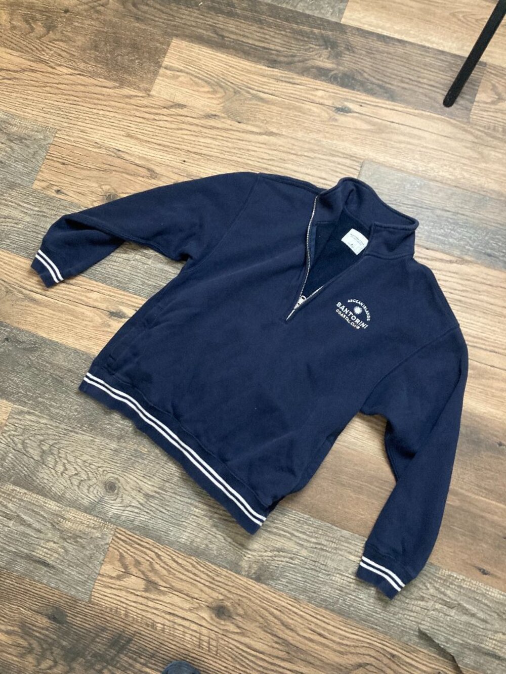Abercrombie & Fitch Men’s Navy Quarter Zip Pullover Sweatshirt Medium Santorini